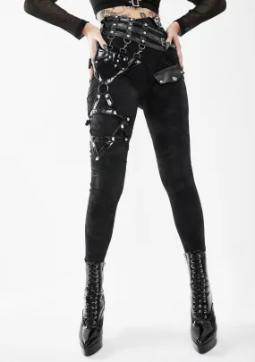 Pentagram Leg Harness Skinny Pants