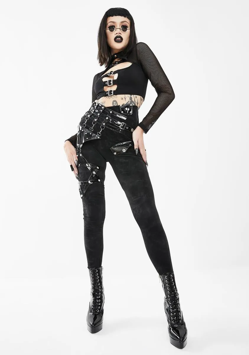 Pentagram Leg Harness Skinny Pants