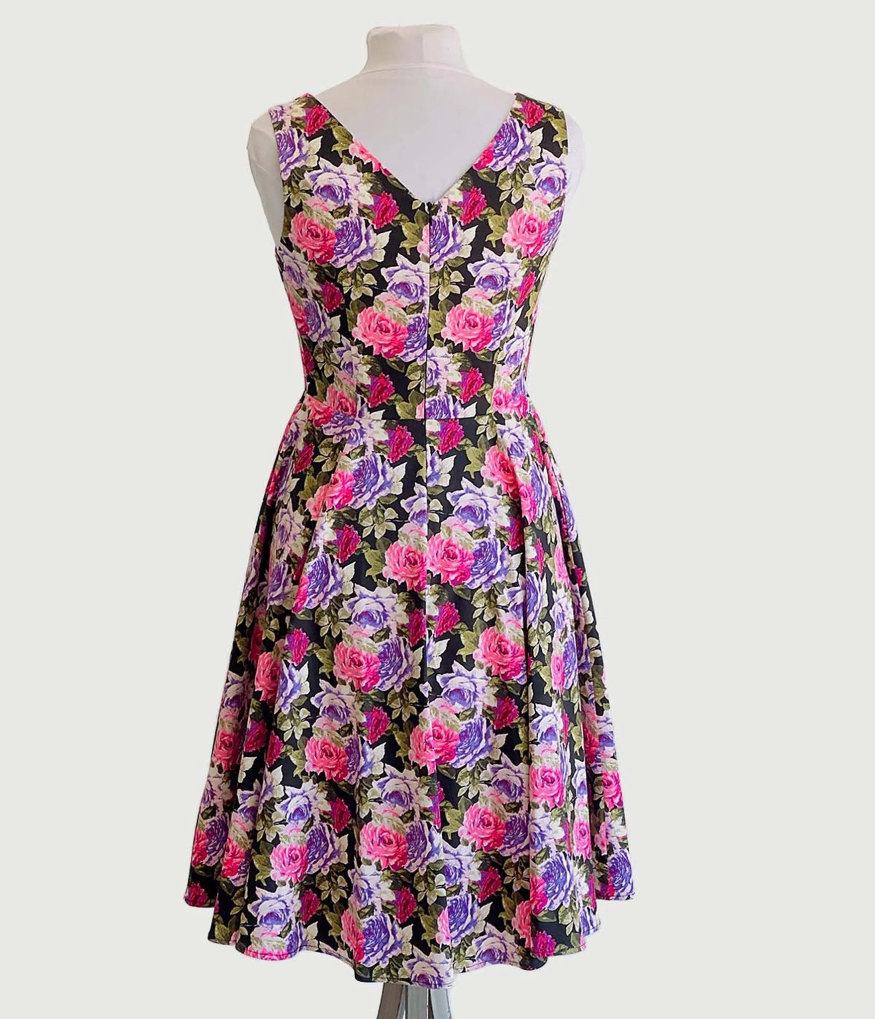 Pink & Purple Roses Swing Dress