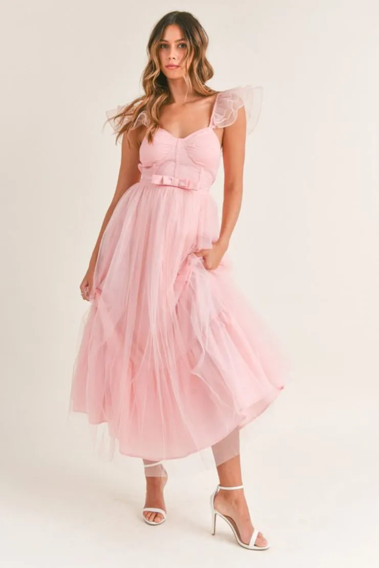 Pink Organza Maxi Dress