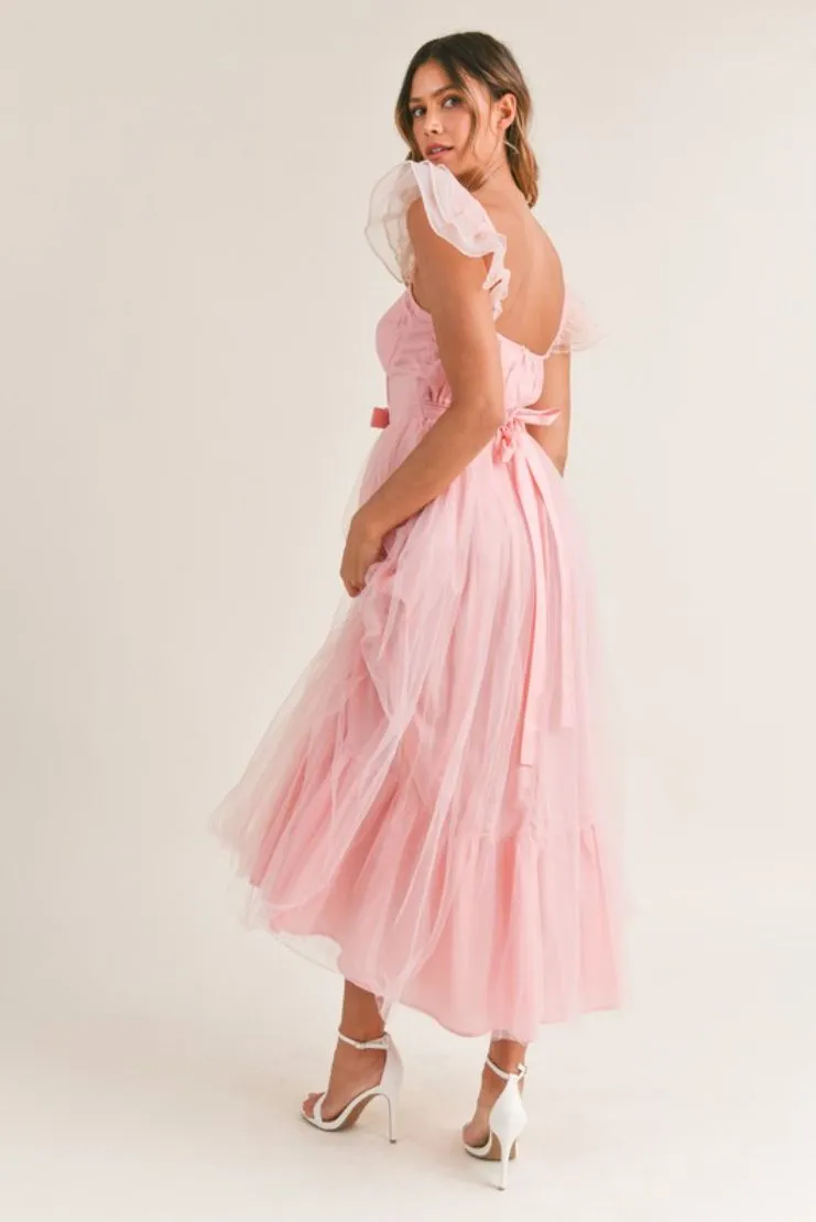 Pink Organza Maxi Dress