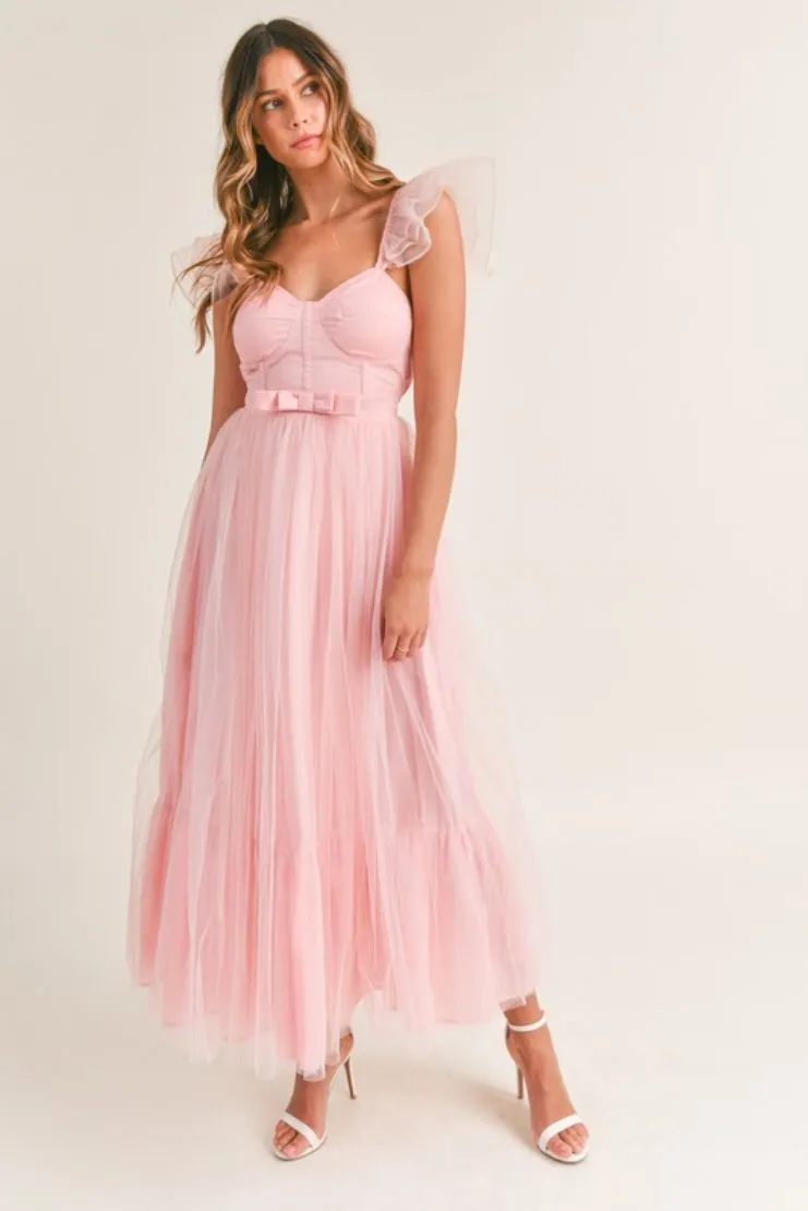 Pink Organza Maxi Dress