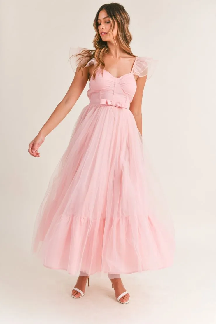 Pink Organza Maxi Dress