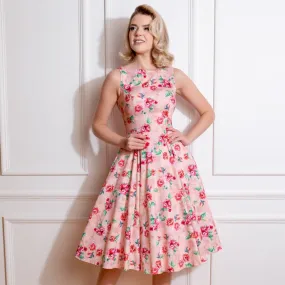 Pink Floral Audrey Rockabilly 50s Swing Dress