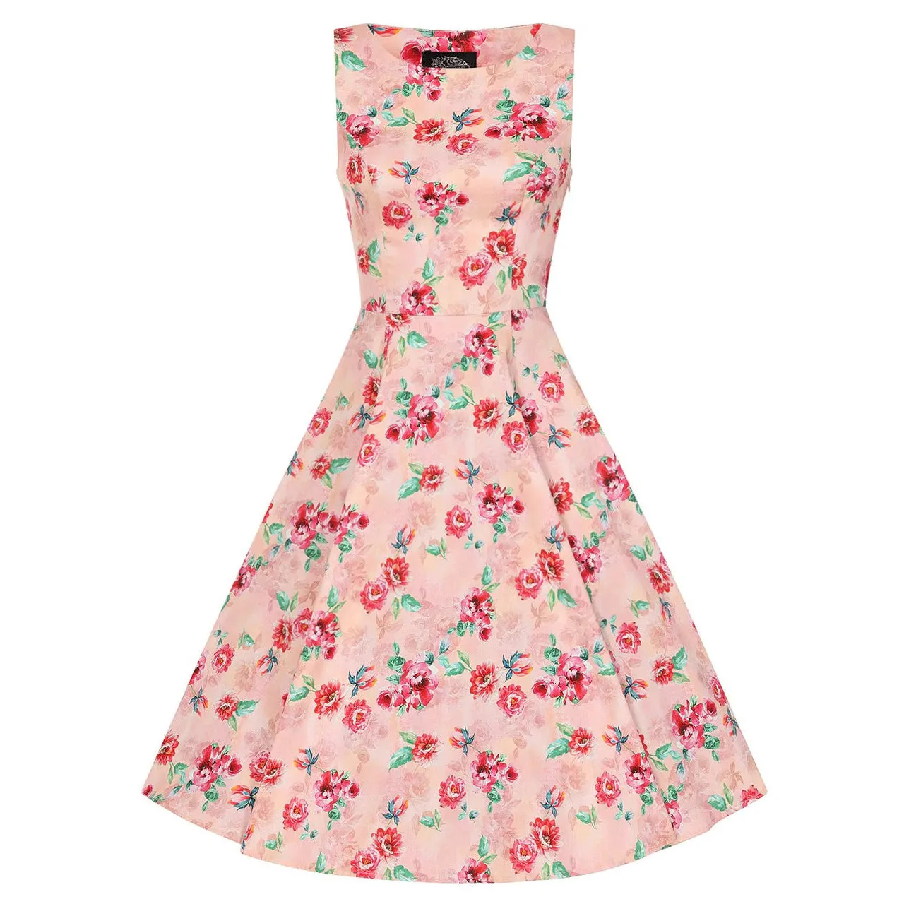 Pink Floral Audrey Rockabilly 50s Swing Dress