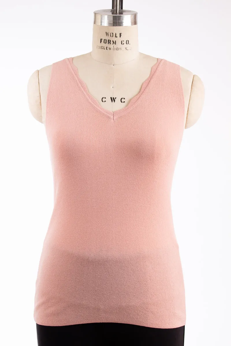 Pink Top with Scalloped Edges