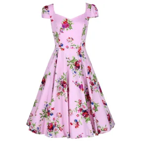 Pink Vintage Floral Rockabilly Dress