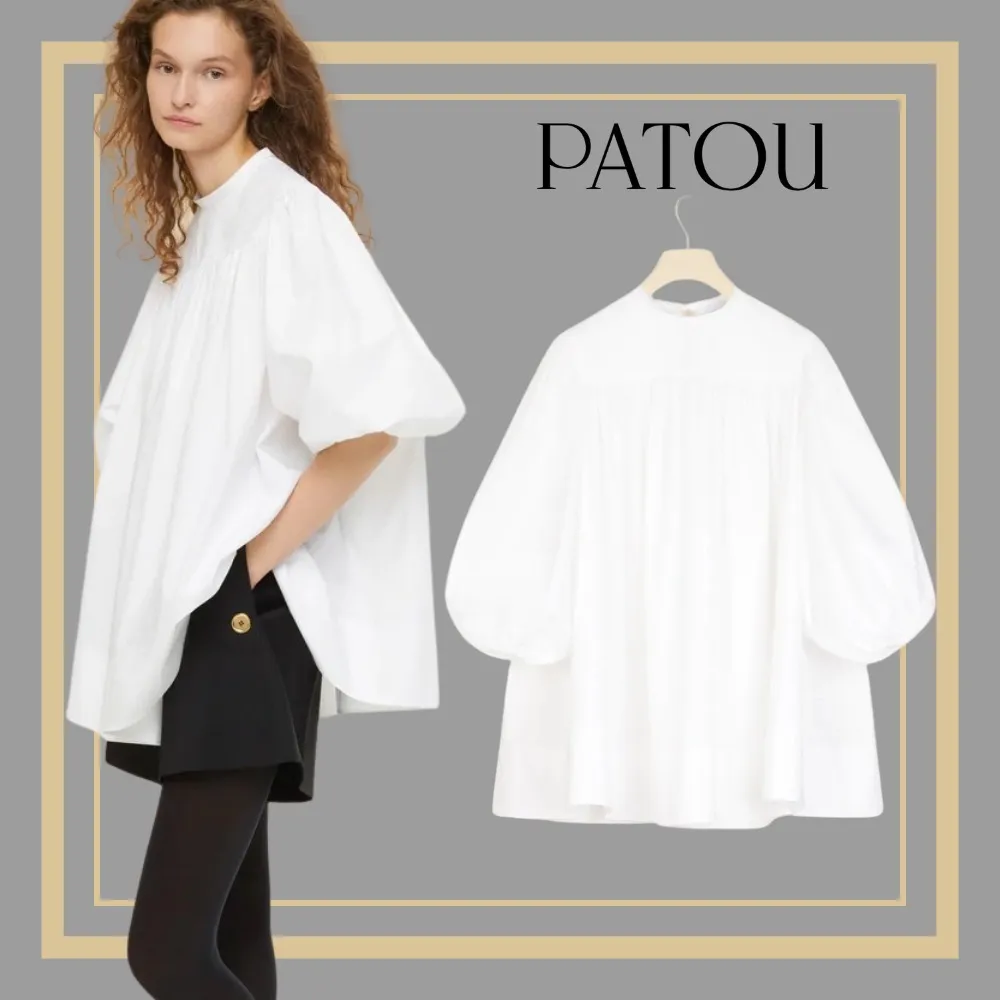 Medium Elegant Style Puff Sleeves Shirt in Plain Cotton by PATOU