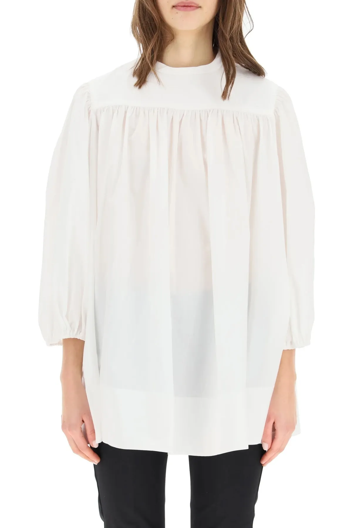 Medium Elegant Style Puff Sleeves Shirt in Plain Cotton by PATOU