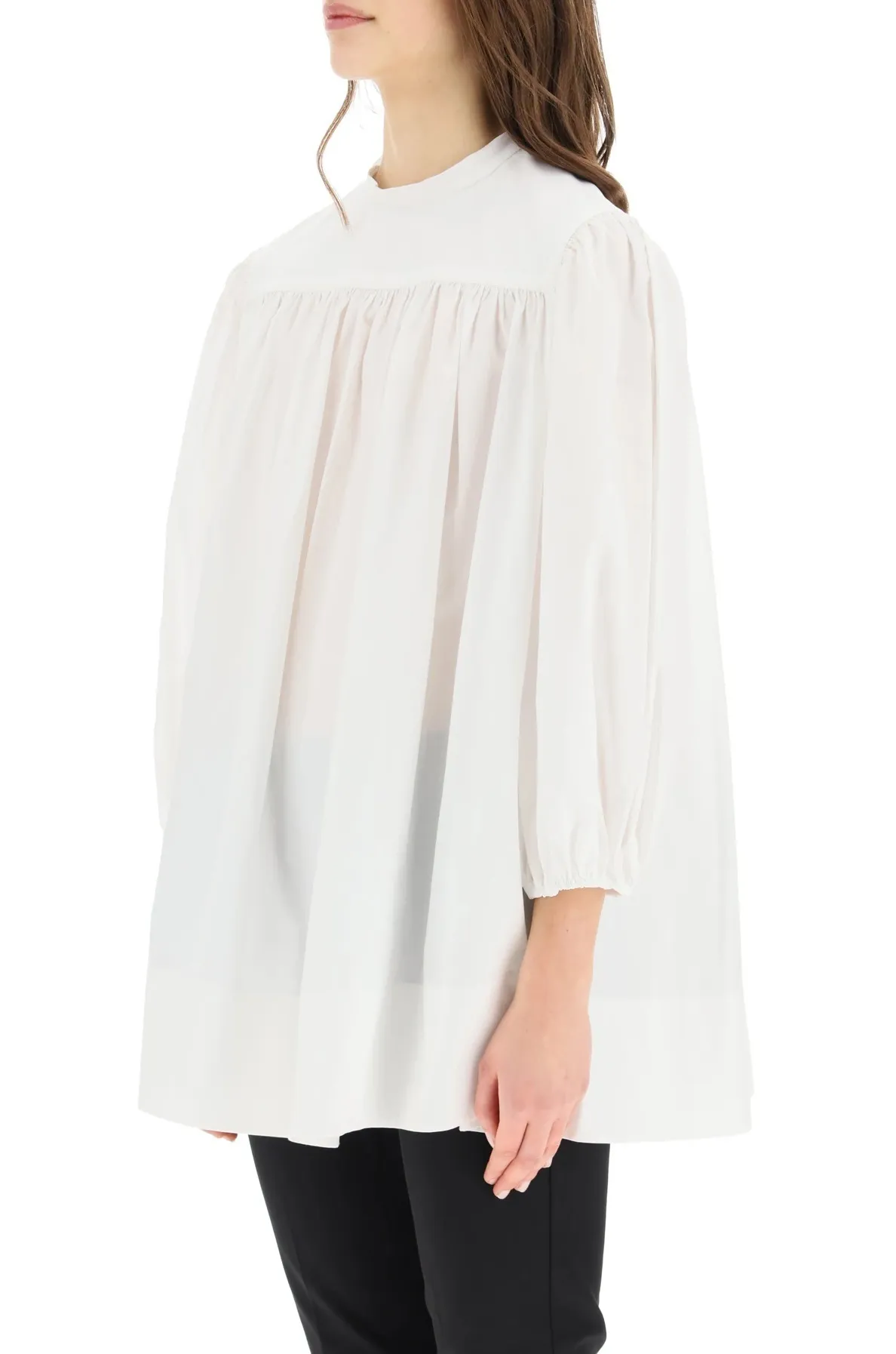 Medium Elegant Style Puff Sleeves Shirt in Plain Cotton by PATOU