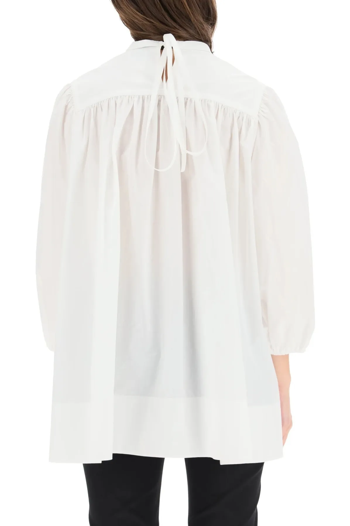 Medium Elegant Style Puff Sleeves Shirt in Plain Cotton by PATOU