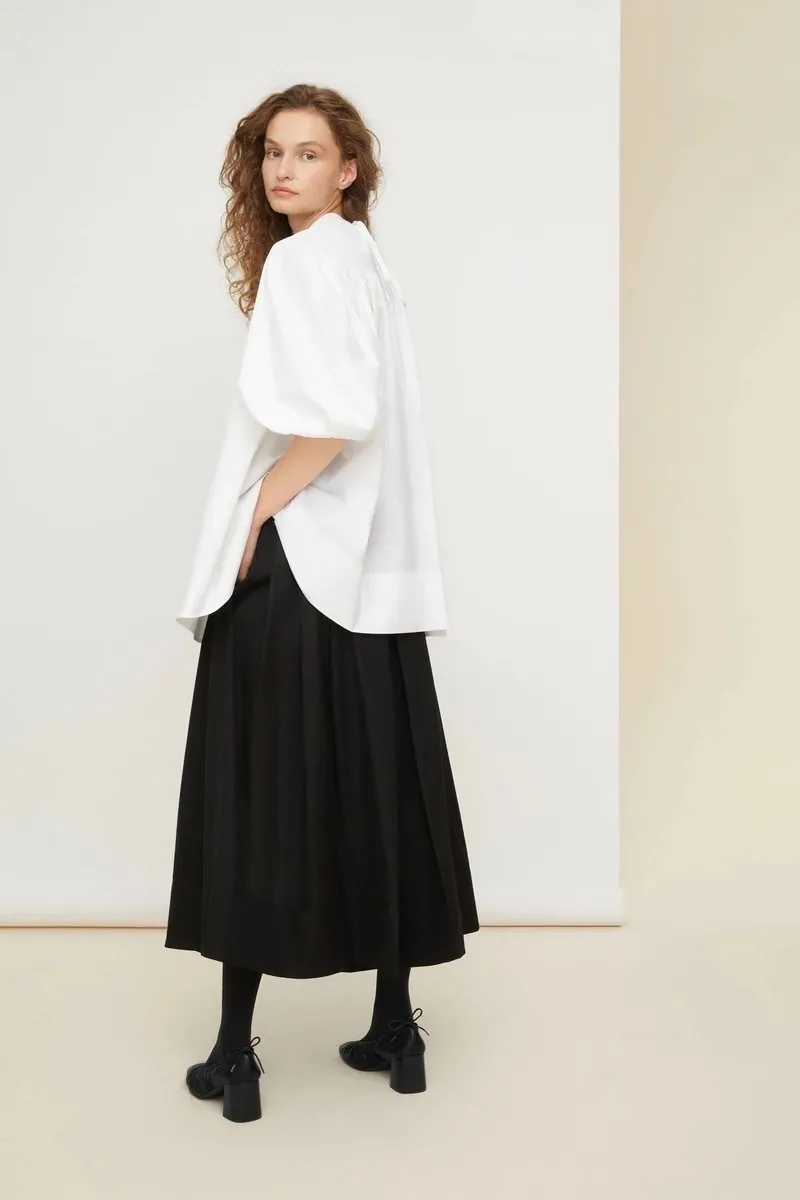 Medium Elegant Style Puff Sleeves Shirt in Plain Cotton by PATOU