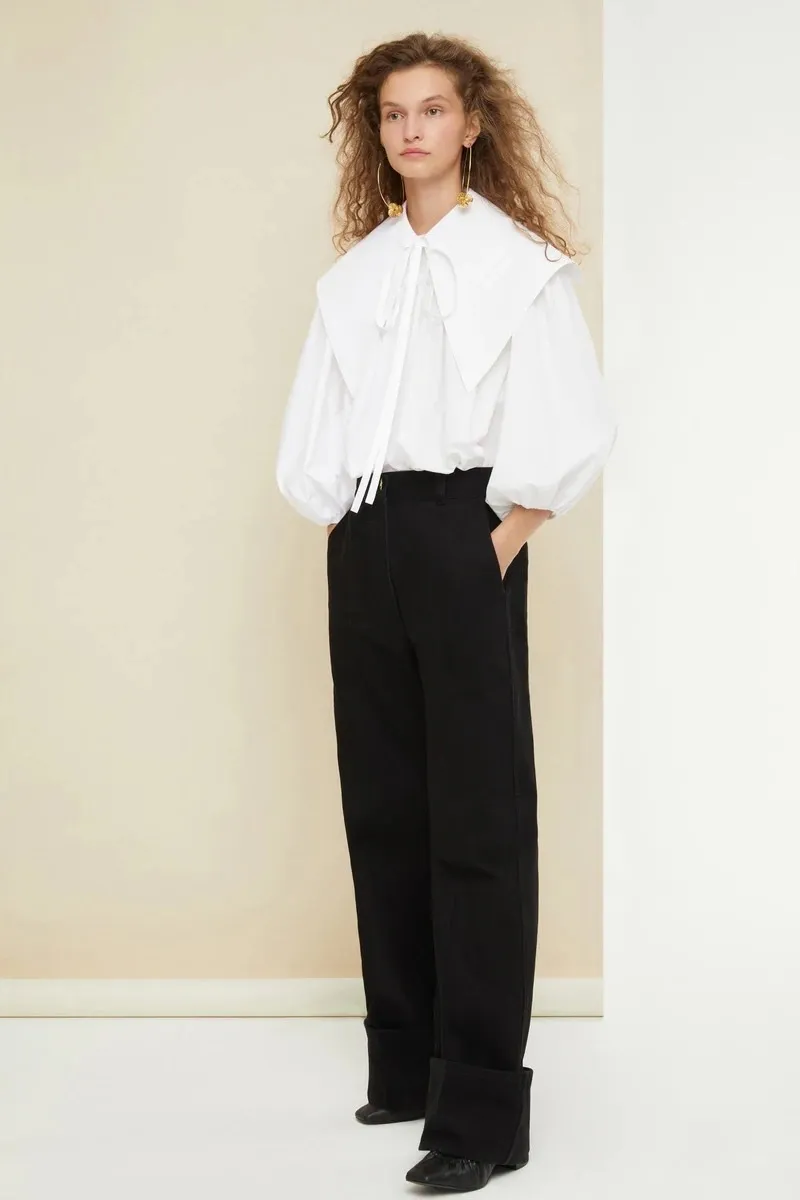 Medium Elegant Style Puff Sleeves Shirt in Plain Cotton by PATOU