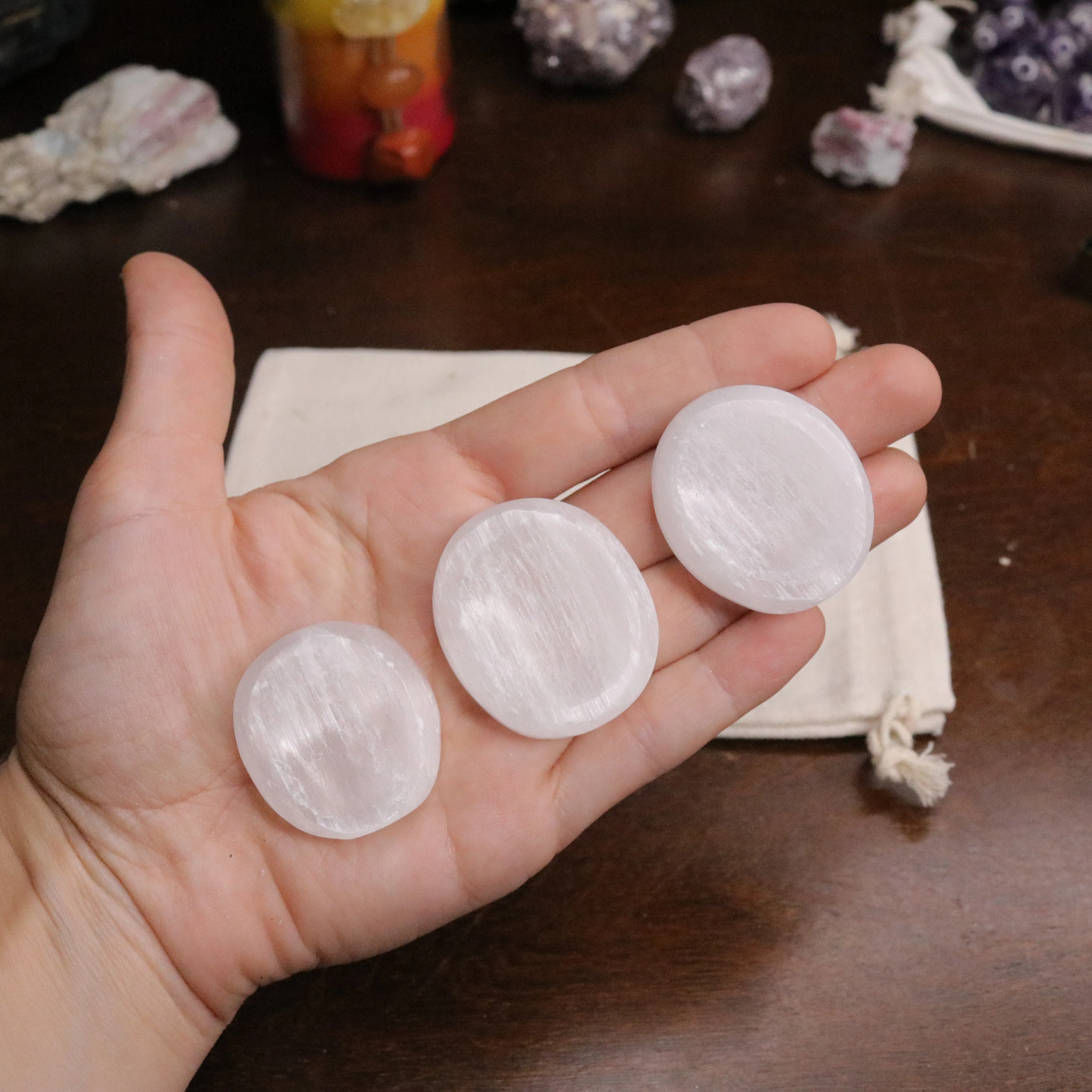 Selenite Worry Stones