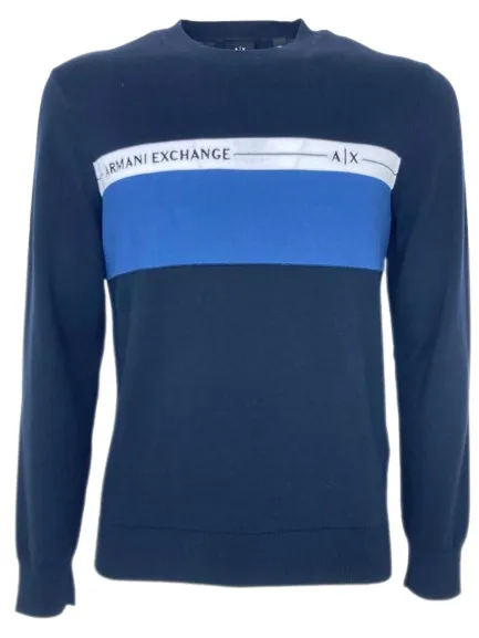 Pullover men's blue with front logo