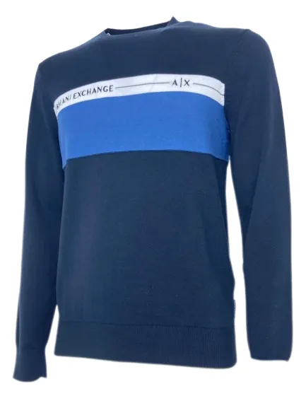 Pullover men's blue with front logo