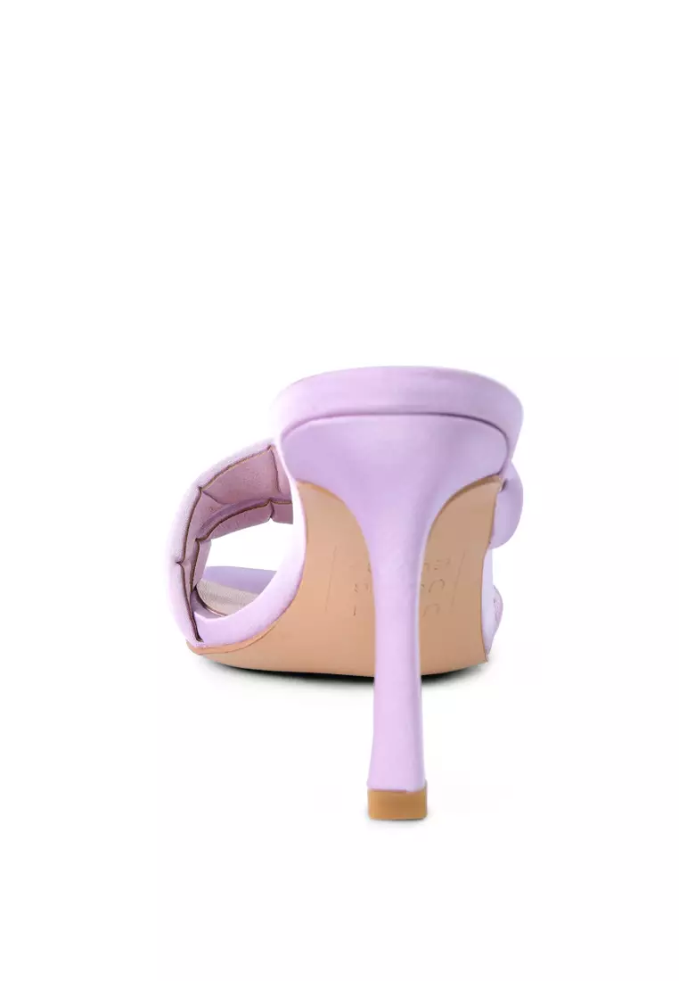 Purple Satin Cross Strap Heels by London Rag