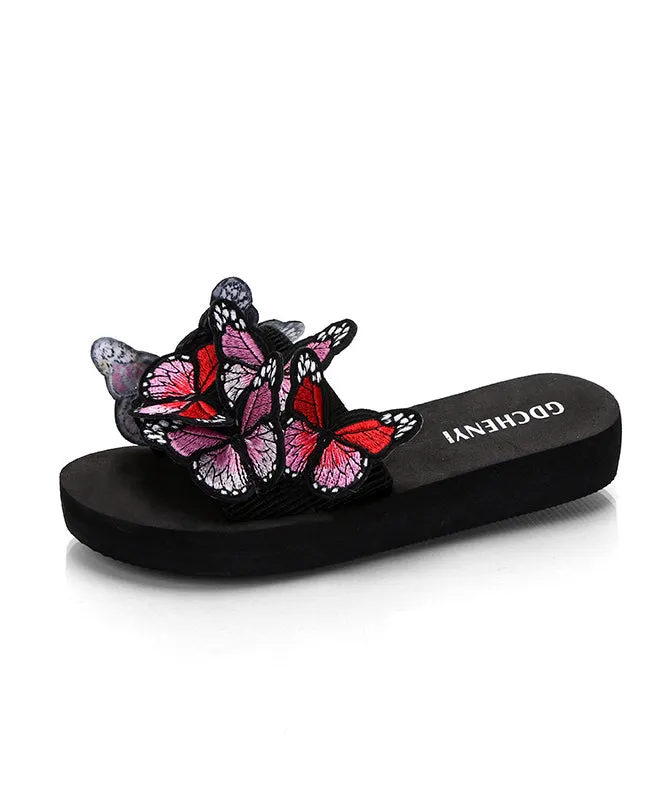 Red Butterfly Slide Sandals with European-American Style