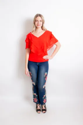 Red Ruffle Top Kate