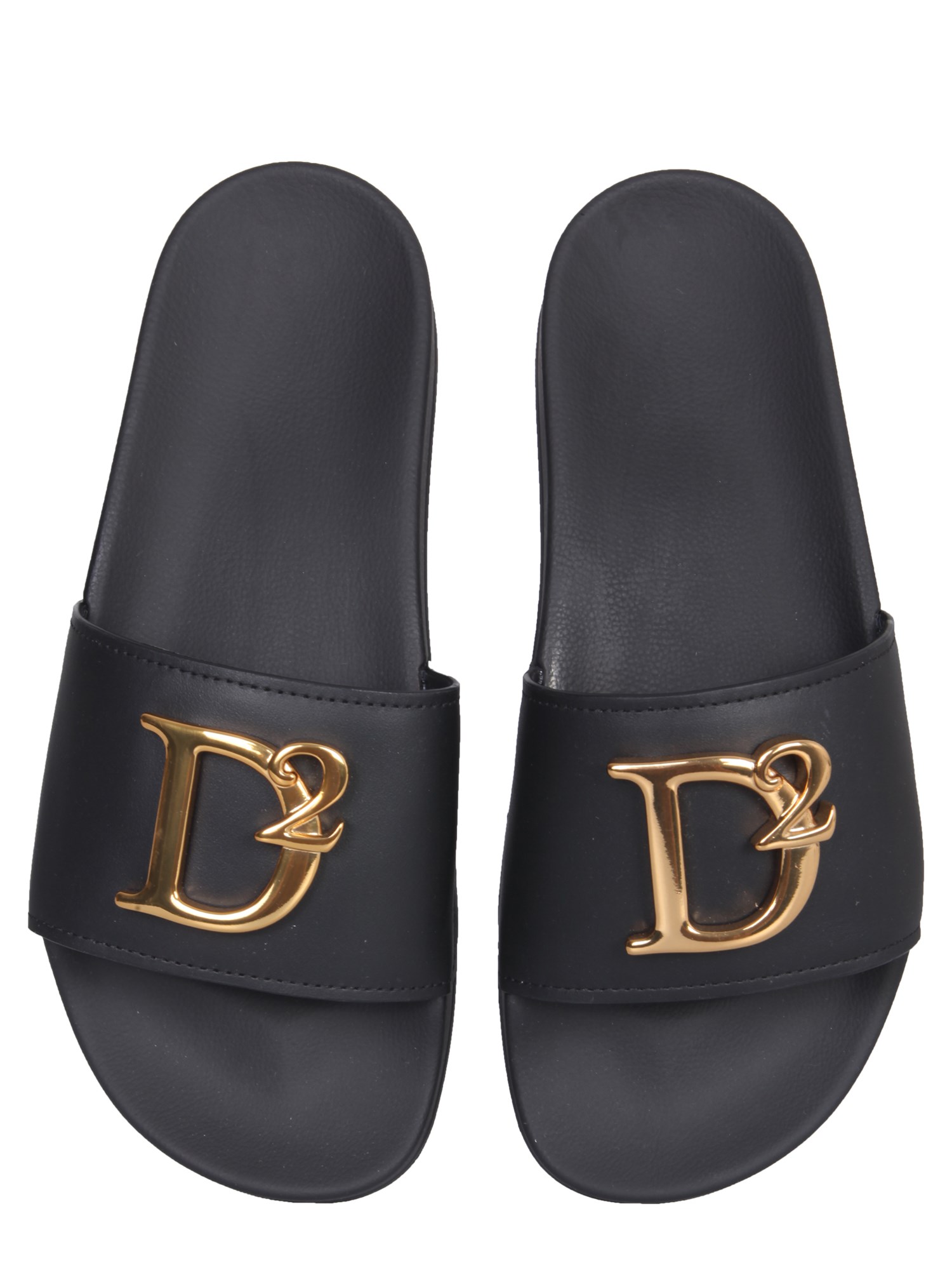 DSQUARED Metal Logo Leather Slides