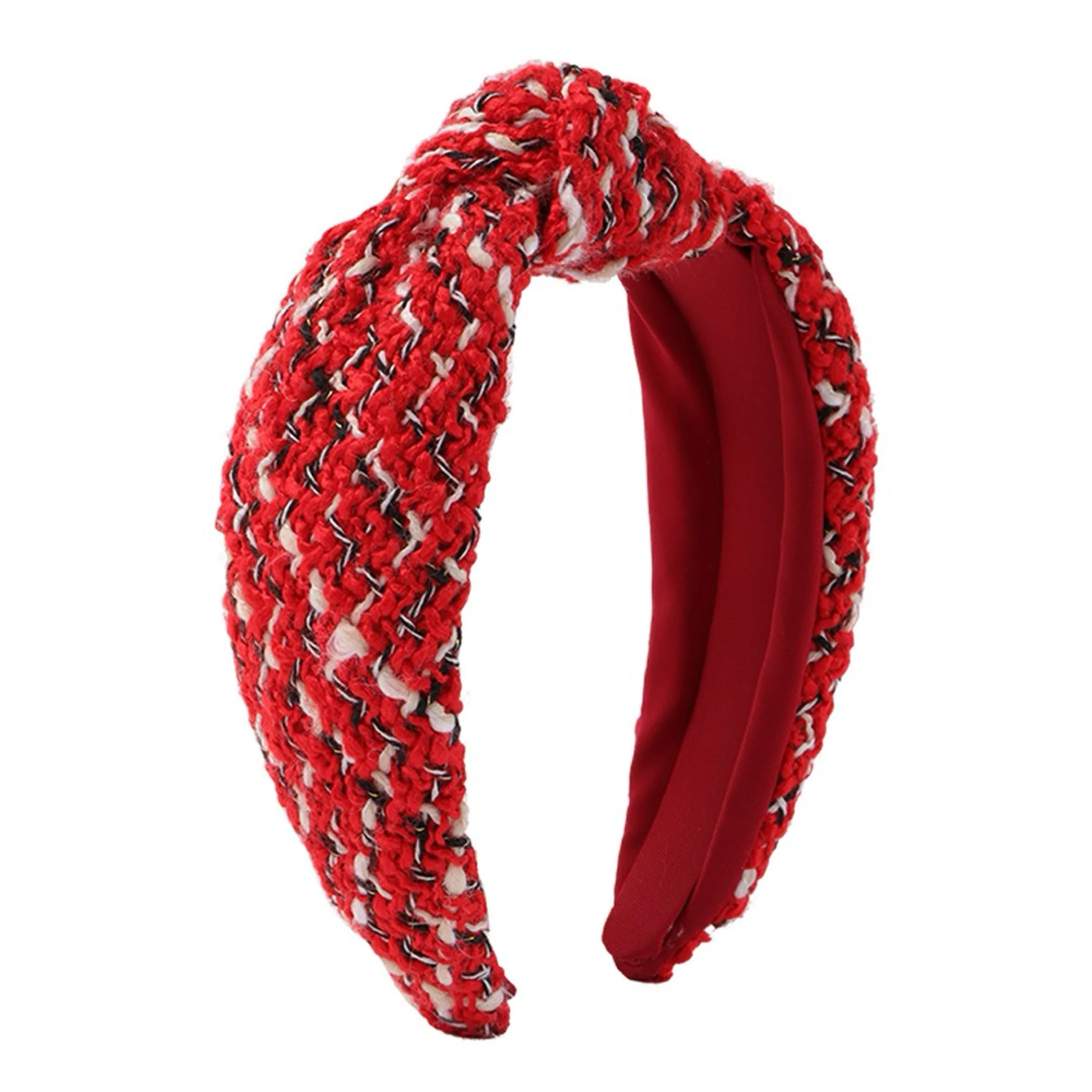 Knotted Headband Red Black Beige