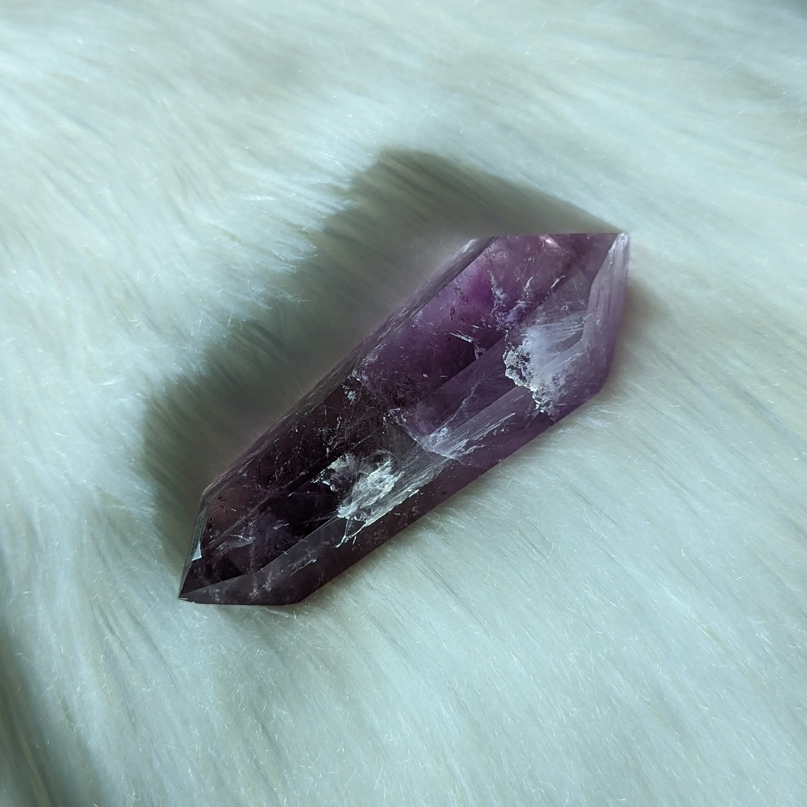 Chunky Amethyst Wand Carving With Rainbows