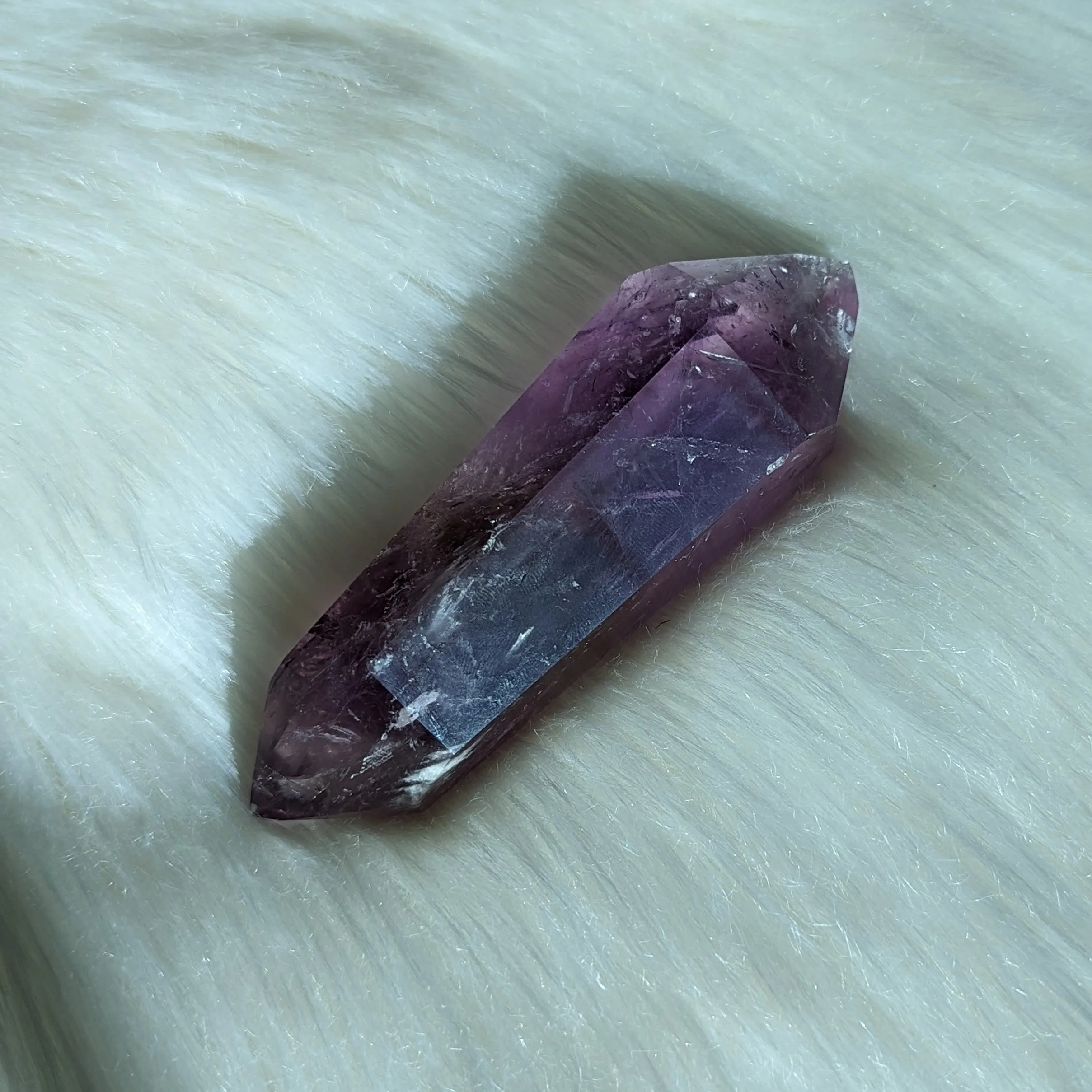 Chunky Amethyst Wand Carving With Rainbows