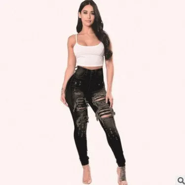 Women's Ripped Skinny Jeans Pants