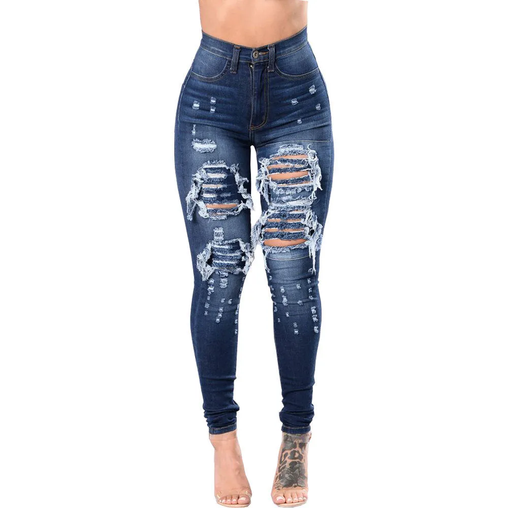 Women's Ripped Skinny Jeans Pants