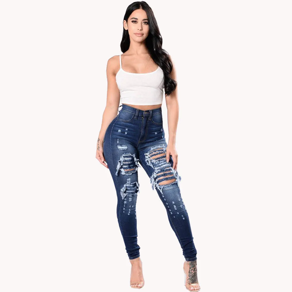 Women's Ripped Skinny Jeans Pants