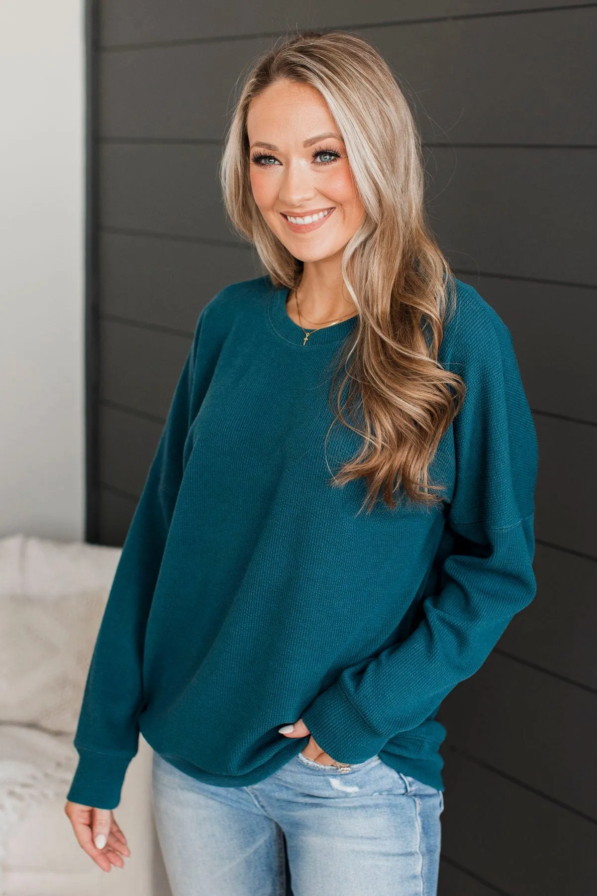 Teal Rule The Room Pullover Top