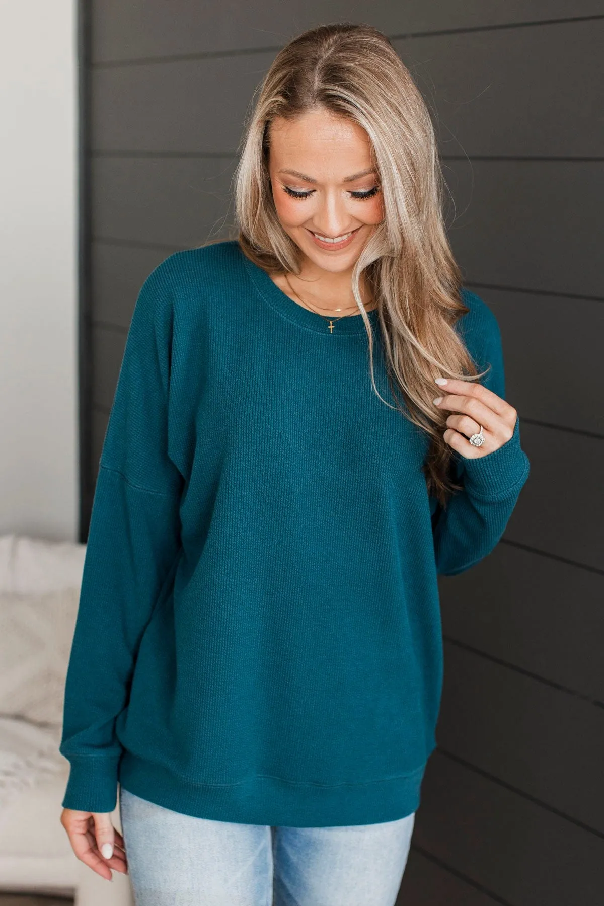 Teal Rule The Room Pullover Top