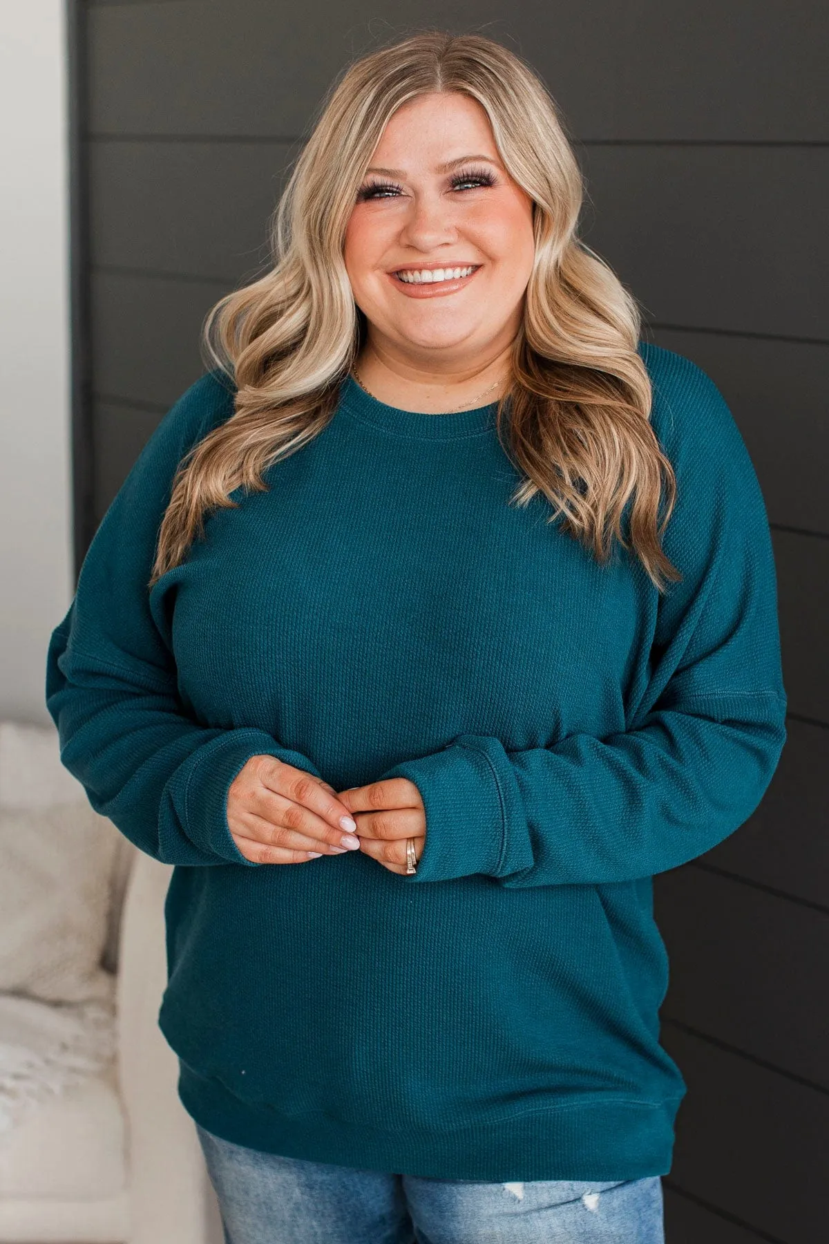 Teal Rule The Room Pullover Top