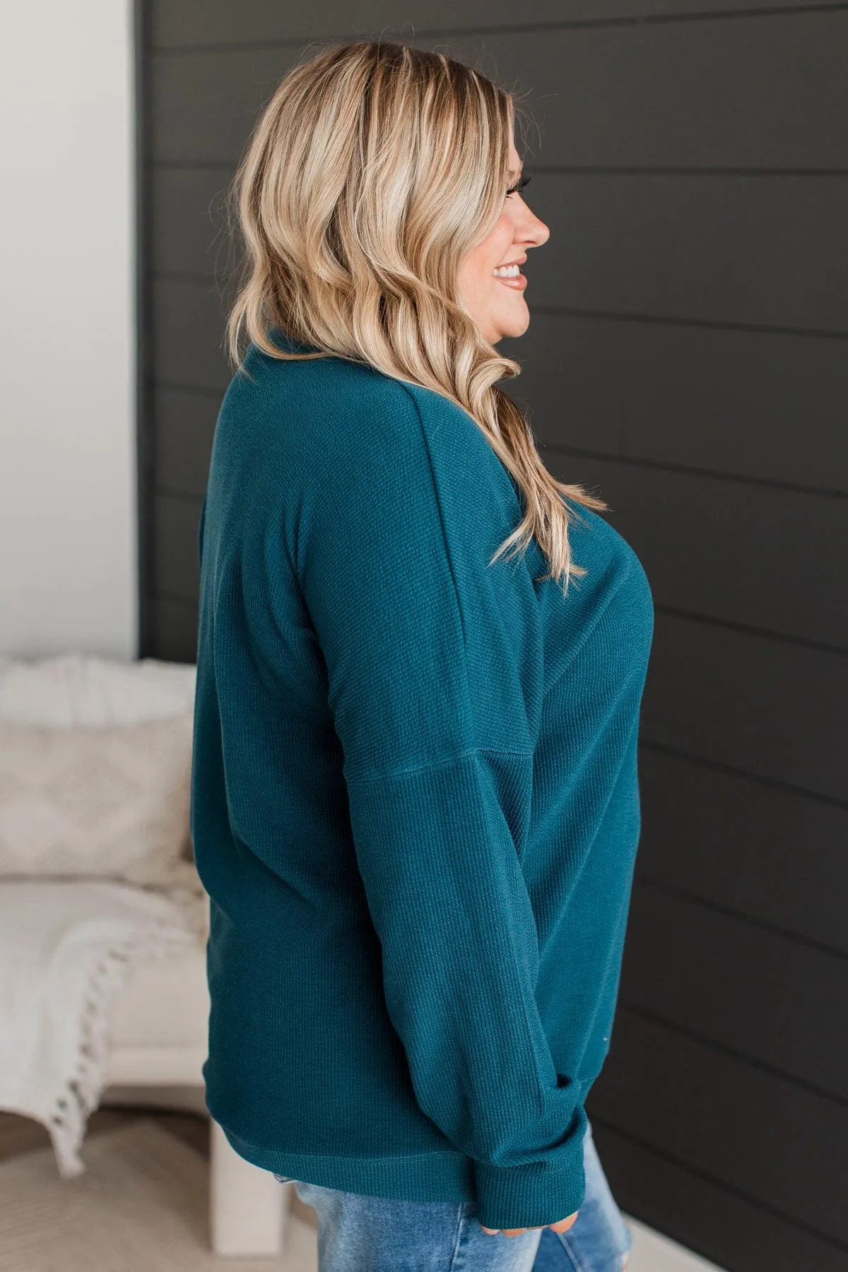 Teal Rule The Room Pullover Top