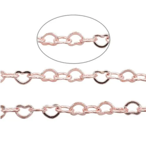 Rose Gold Decorative Handmade Brass Chain with Heart Link (1.8x2.4mm)