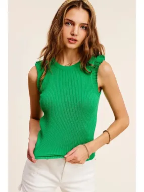 Ribbed Top with Ruffle Detailing