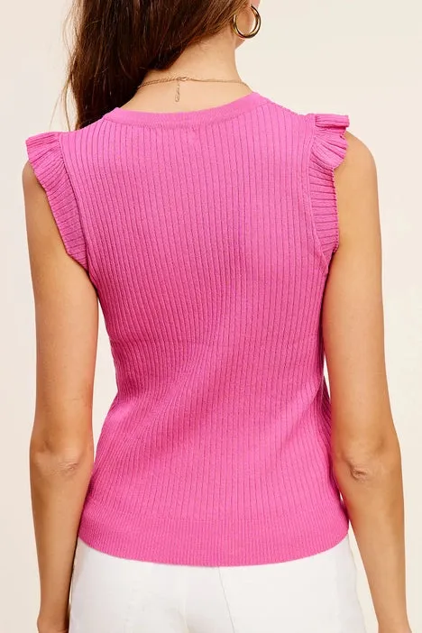 Ribbed Top with Ruffle Detailing