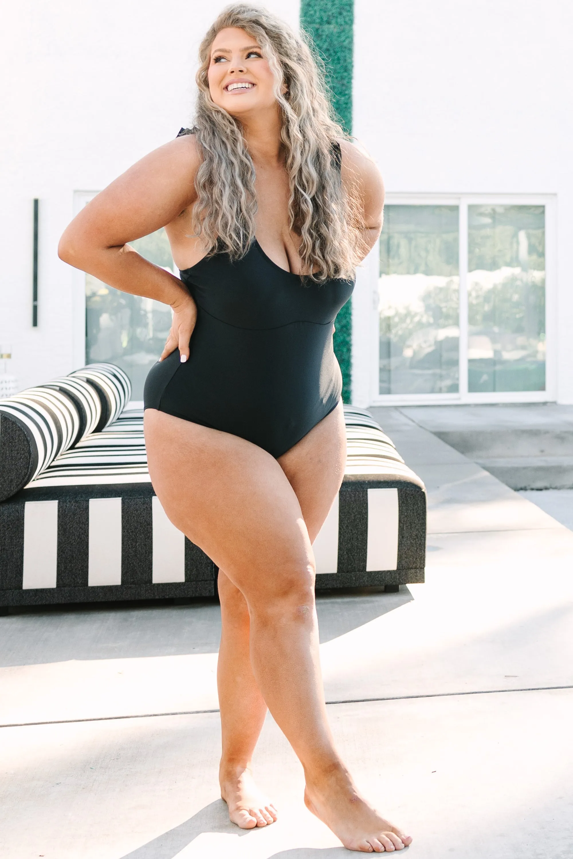 Black Ruffle Swimsuit