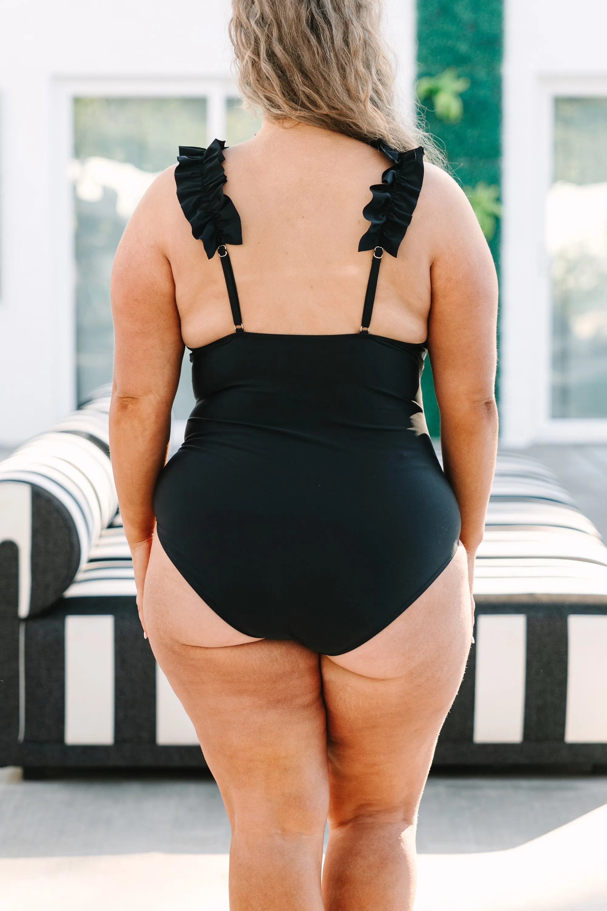 Black Ruffle Swimsuit