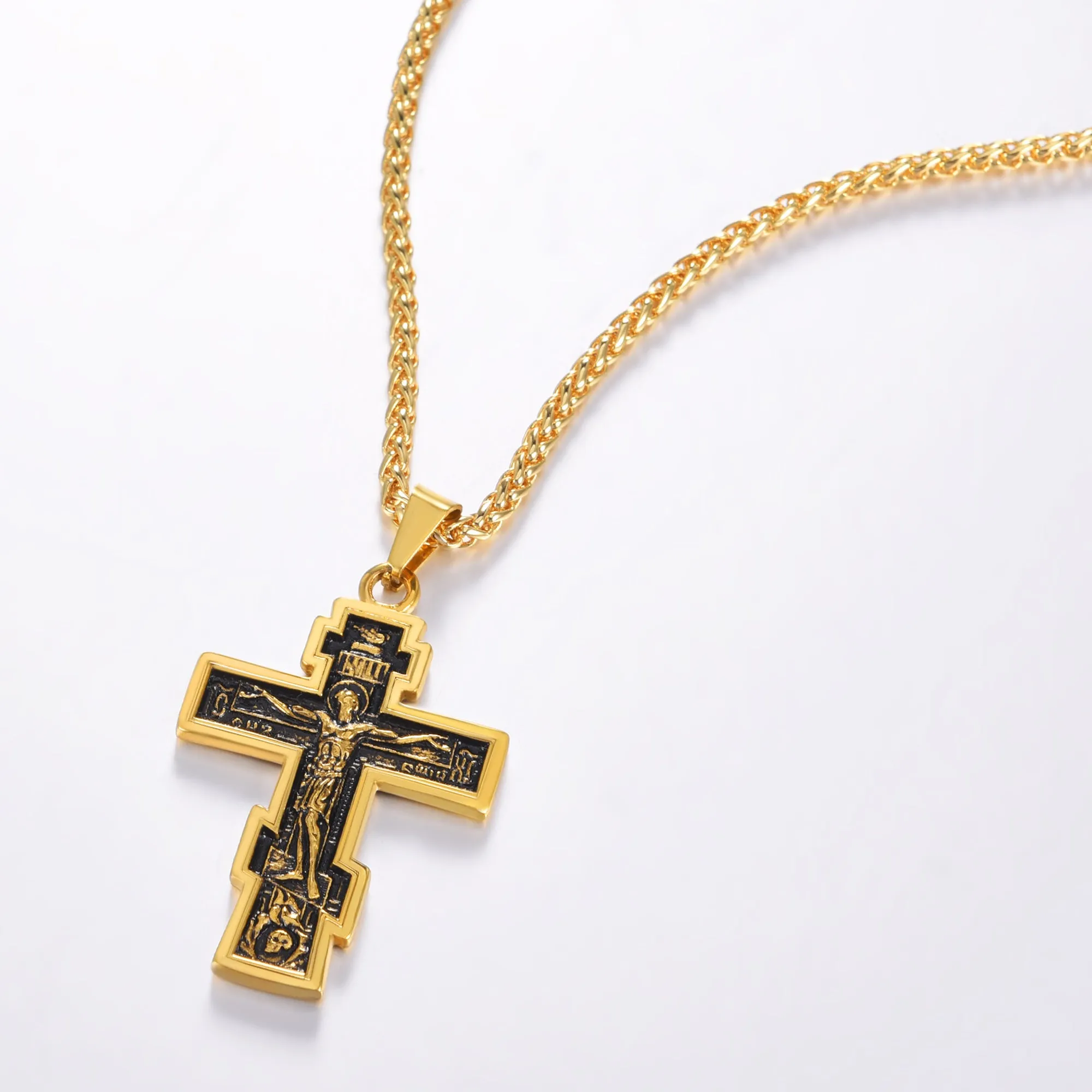 U7 Jewelry Russian Orthodox Jesus Cross Necklace