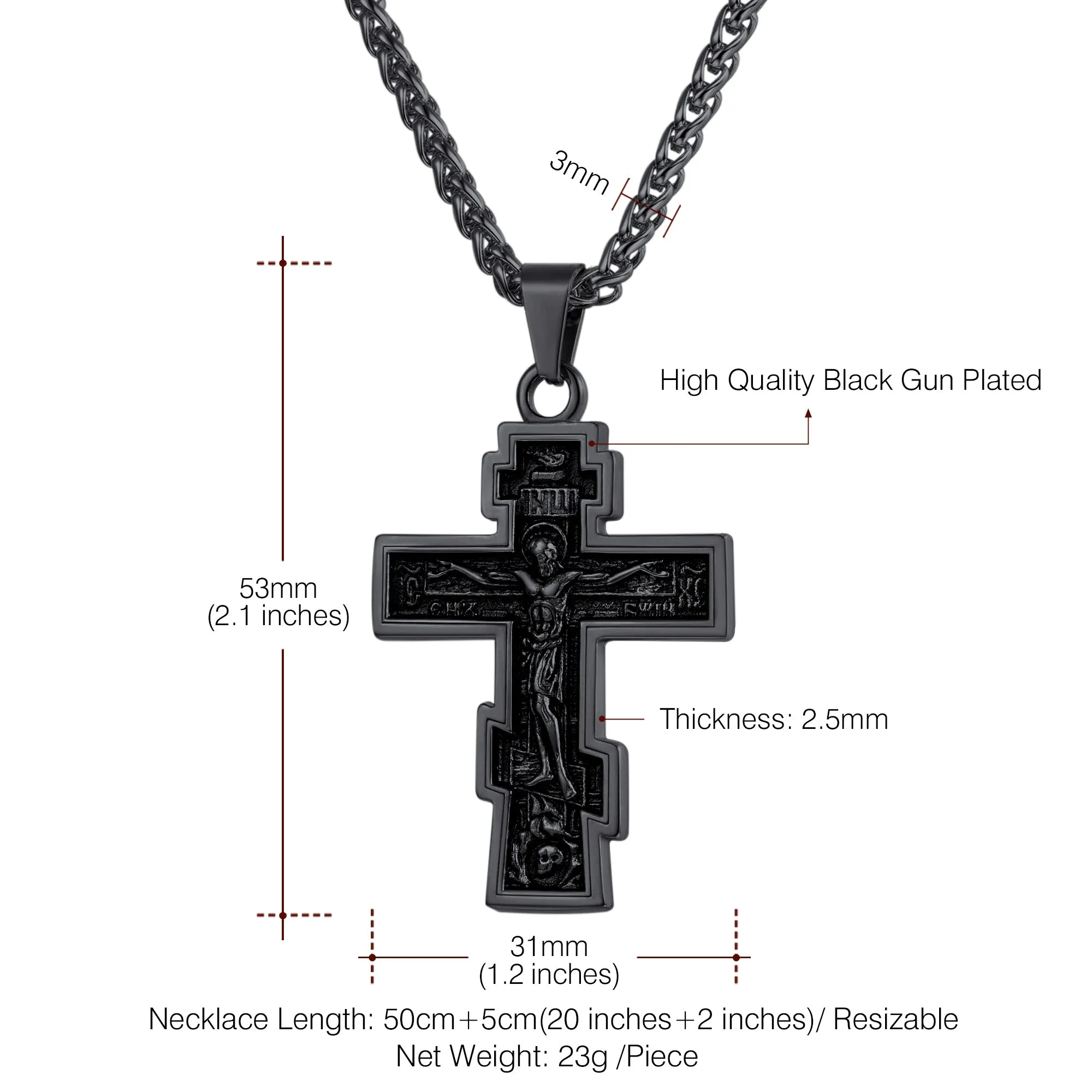 U7 Jewelry Russian Orthodox Jesus Cross Necklace