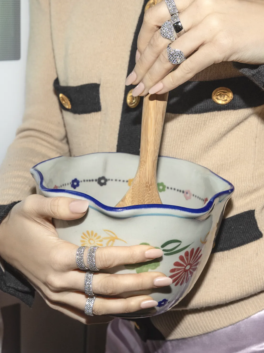 Serving Bowl - Scalloped Teddy Floral Ceramic