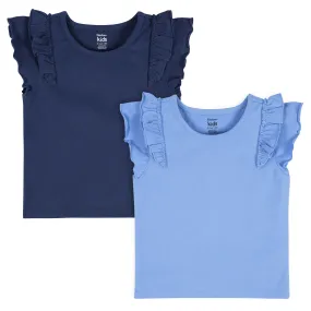 Set of 2 Baby & Kid Blue Dual Frill Shirts