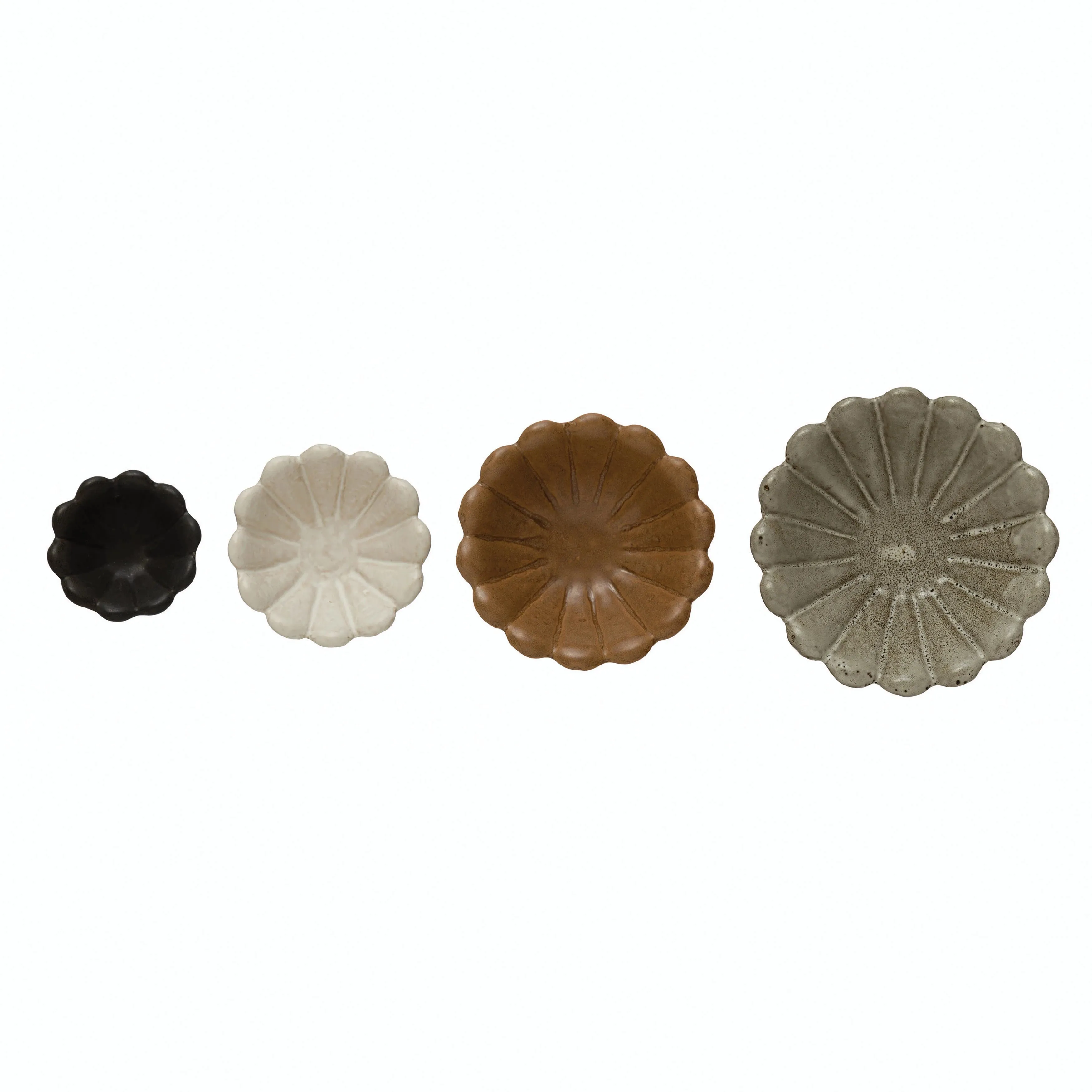 Set of 4 Stoneware Scalloped Bowls