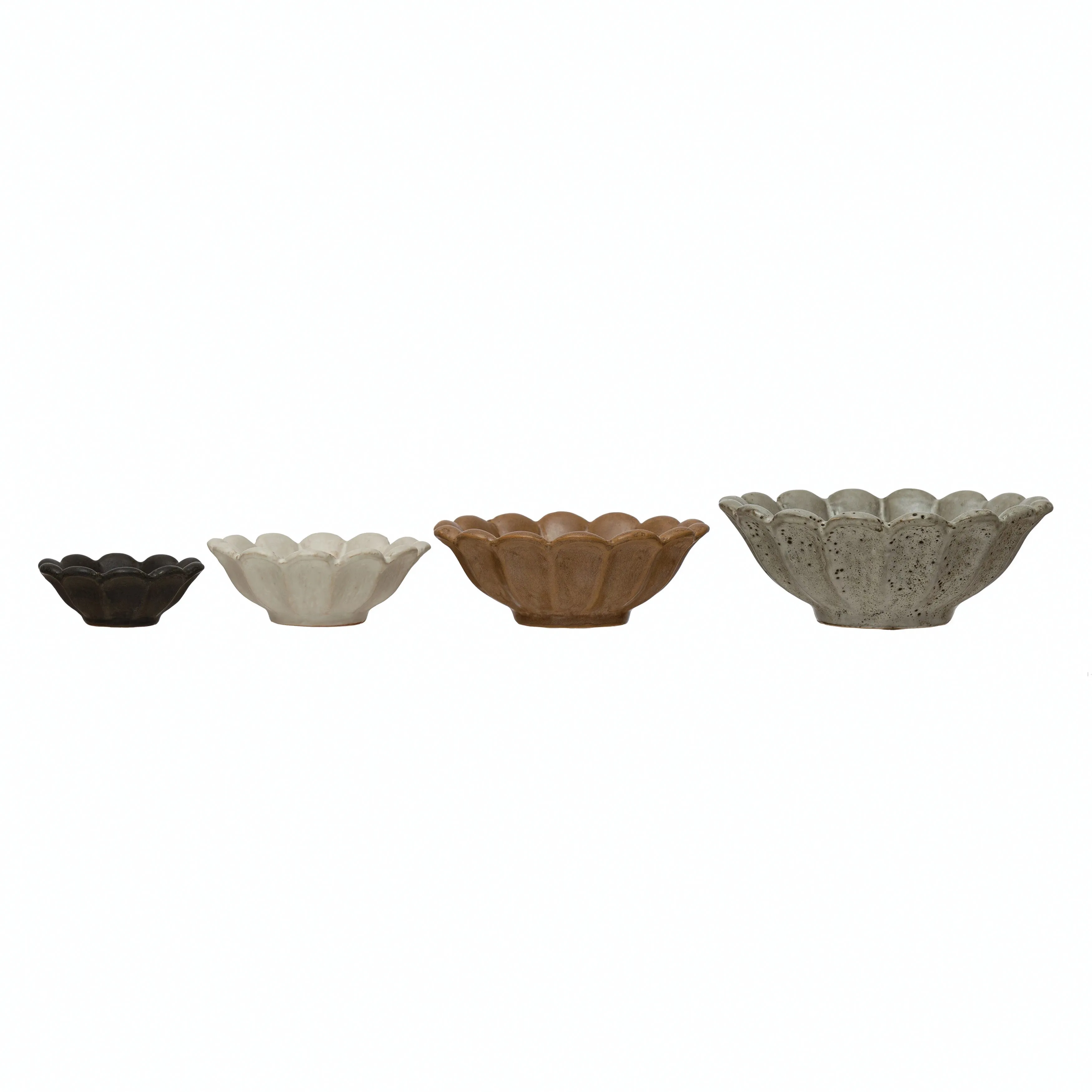 Set of 4 Stoneware Scalloped Bowls