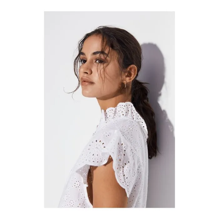 Lace Cotton Short Sleeves Shirts