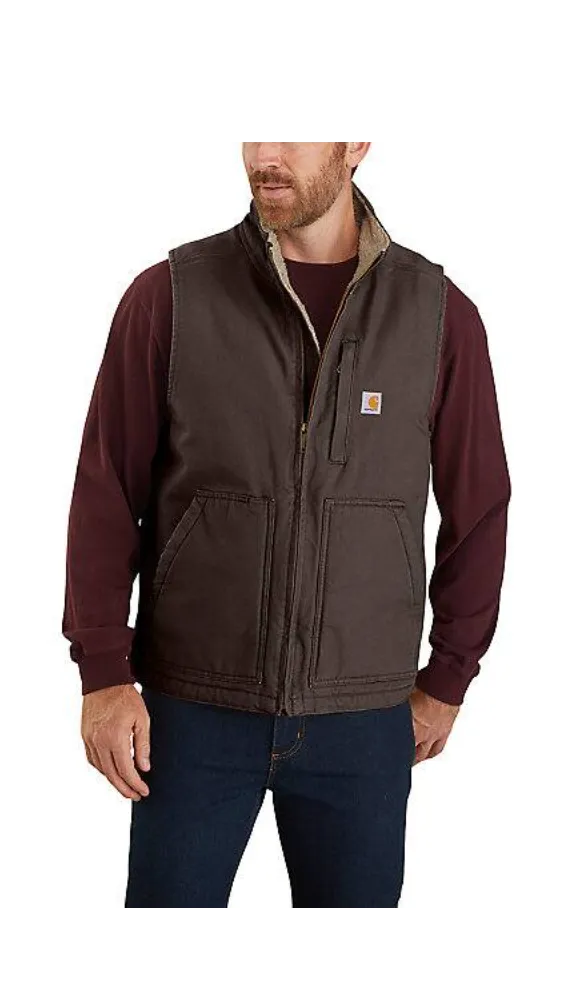 Carhartt Loose Fit Washed Duck Sherpa Lined Mock Neck Vest 104277