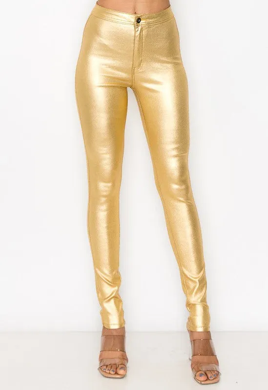 Shiny Slim Fit Trousers