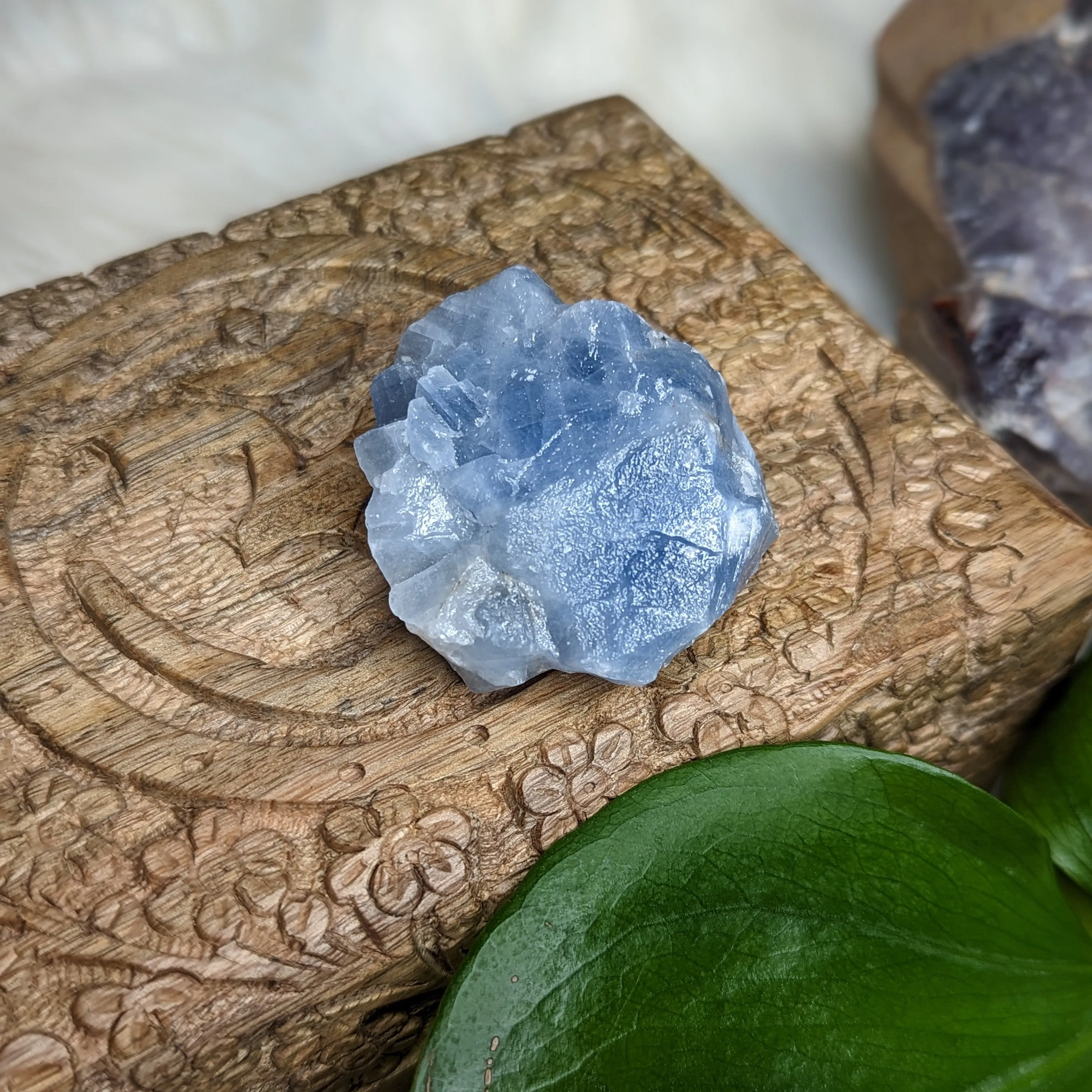 Small Chunky Deep Blue Raw Calcite Mexico Free-Form Specimen