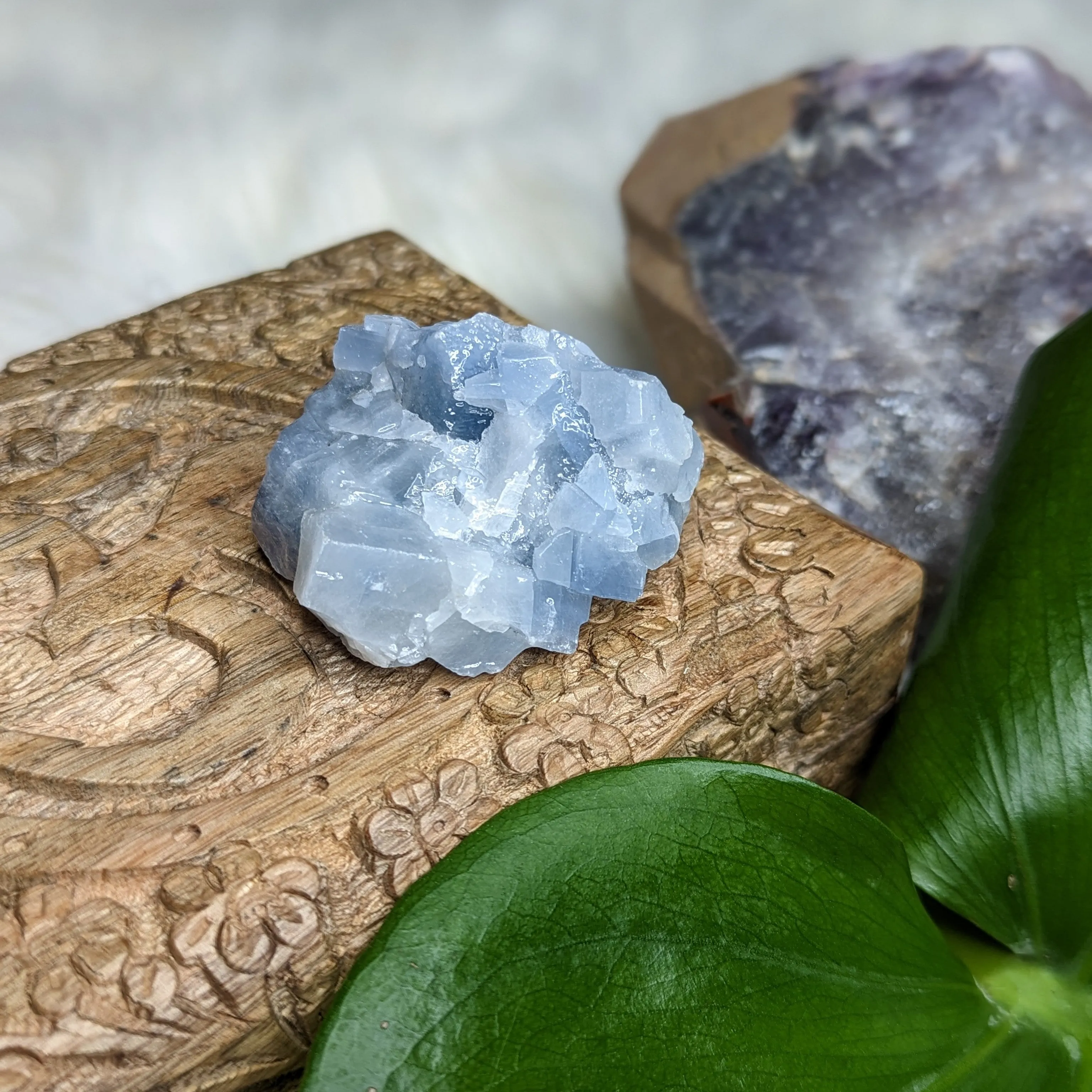 Small Chunky Deep Blue Raw Calcite Mexico Free-Form Specimen